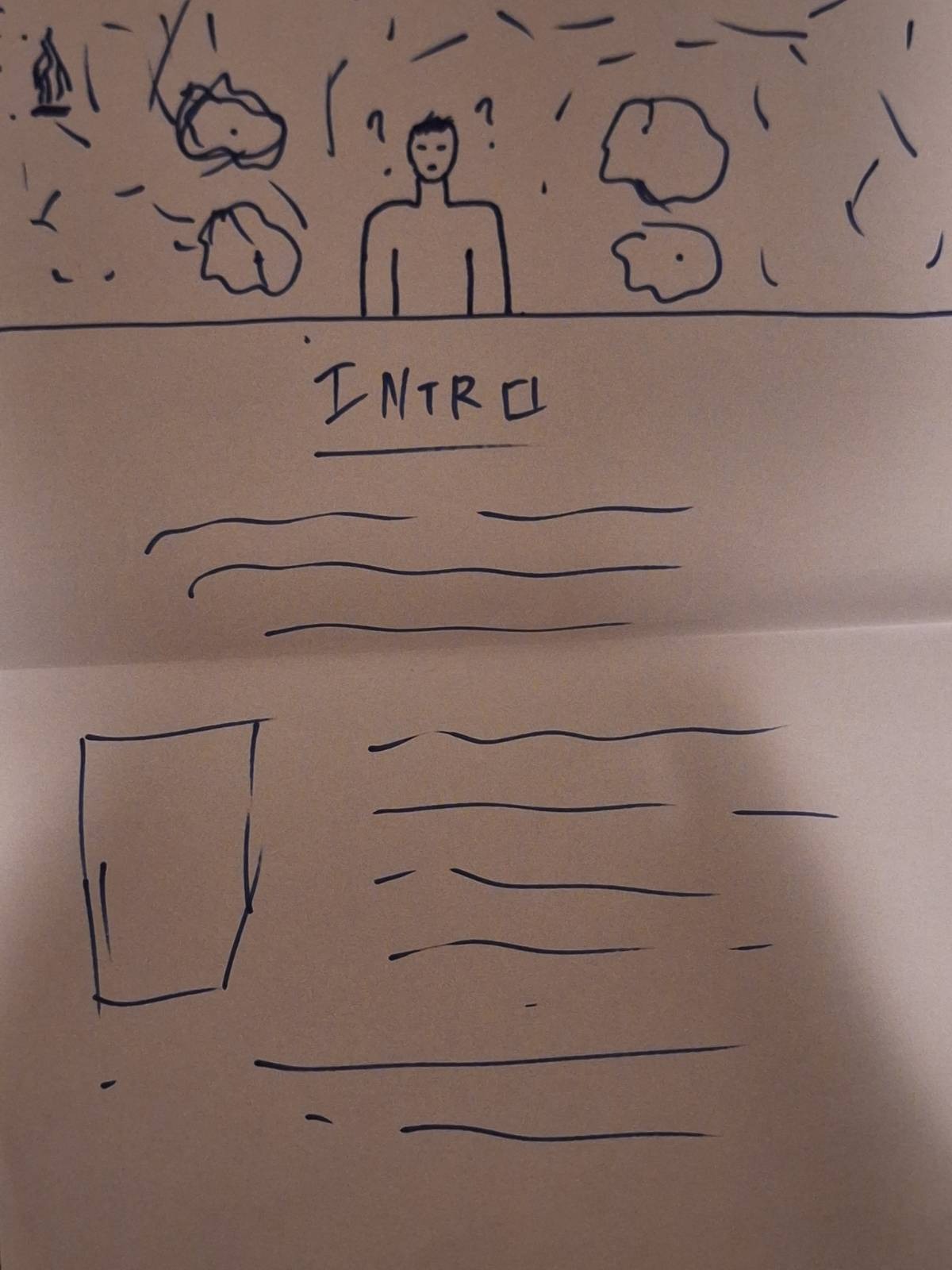 A low-fidelity paper prototype of the page