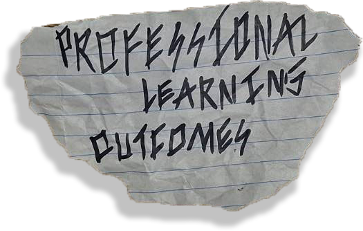 handwritten professional learning outcomes note