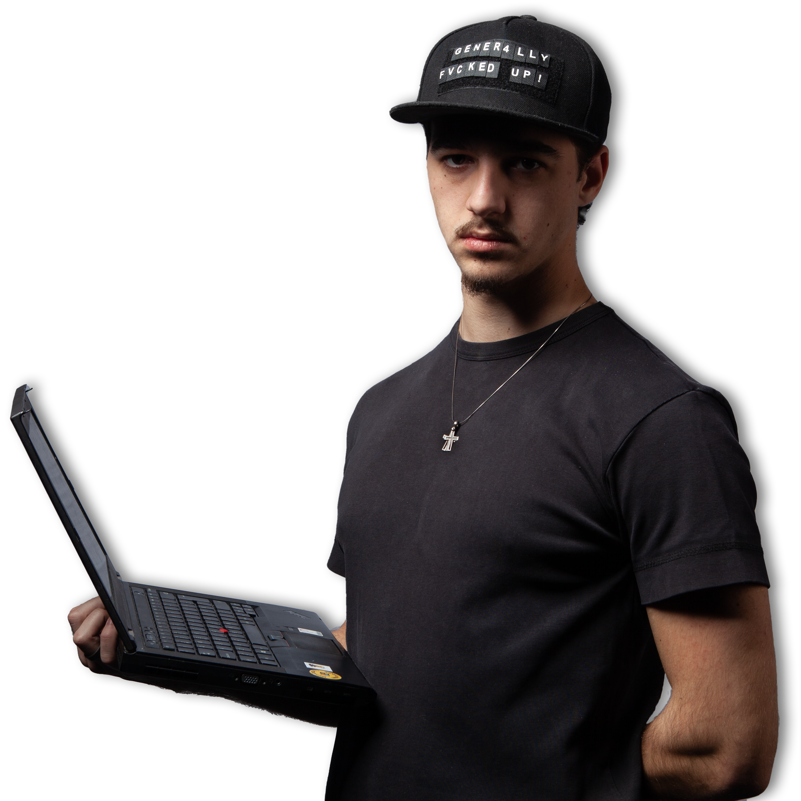 person holding laptop